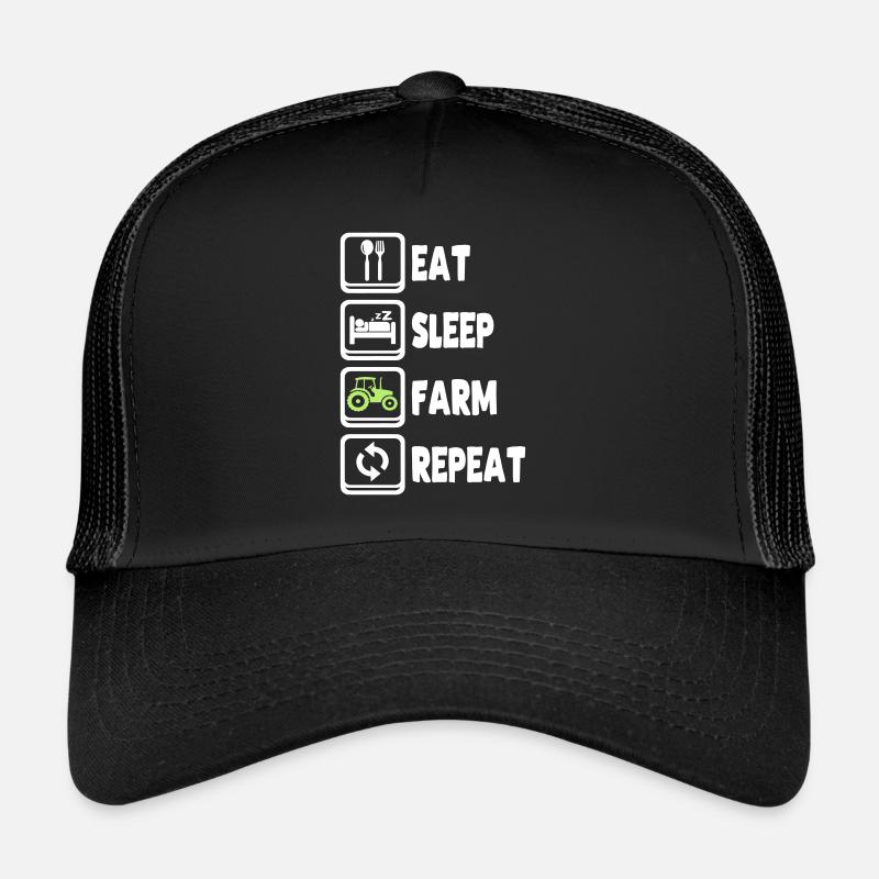 Eat Sleep Farm Repeat - Trucker Cap - Schwarz/Schwarz