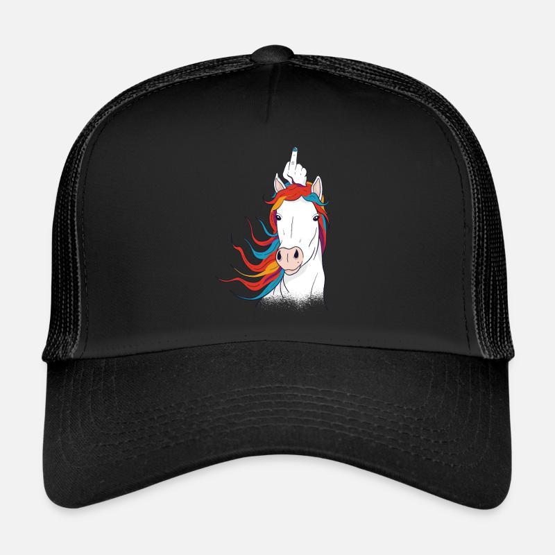 Einhorn Mittelfinger - Trucker Cap - Schwarz/Schwarz