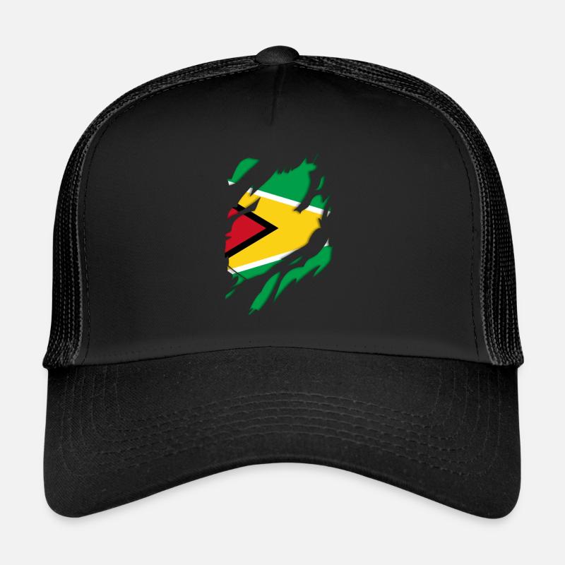 Guyana flag torn motif - Trucker Cap - black/black