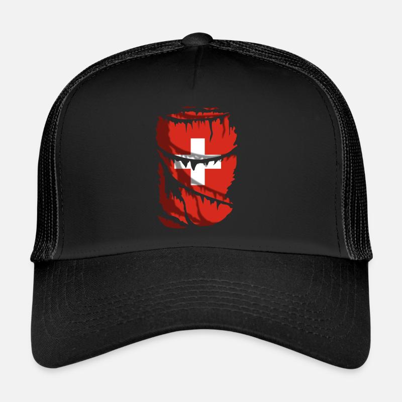 Flag of Switzerland, torn fabric effect Trucker Cap