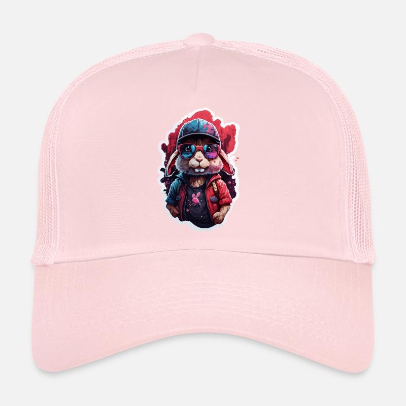Lapin mignon, casquette de baseball, lunettes de soleil, pull, couleur Casquette trucker 