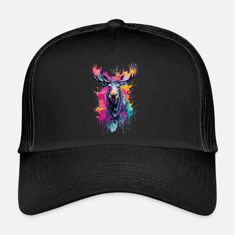Elch kühl im Wald, buntes Design, Aquarell Trucker Cap