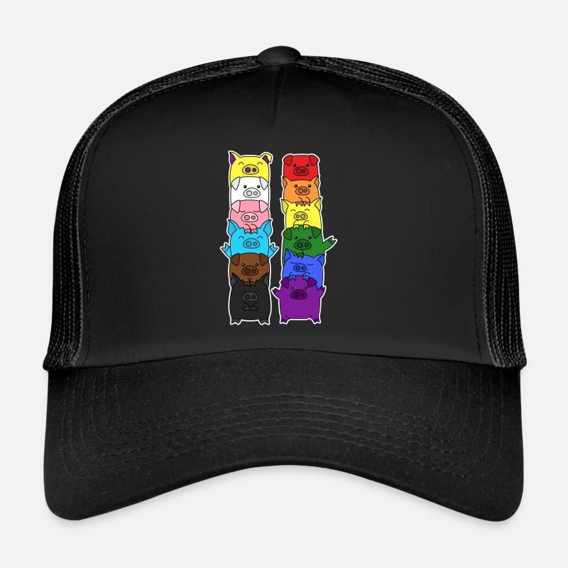Pride Progress Flag Pig Equality - Trucker Cap - black/black