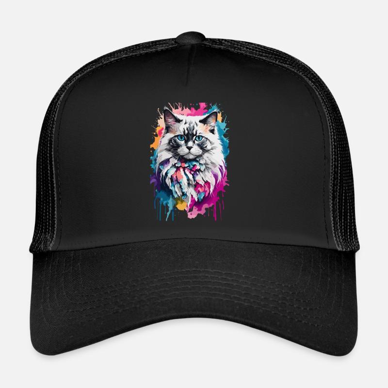 Chat mignon Ragdoll dans un design coloré et cool Casquette trucker 