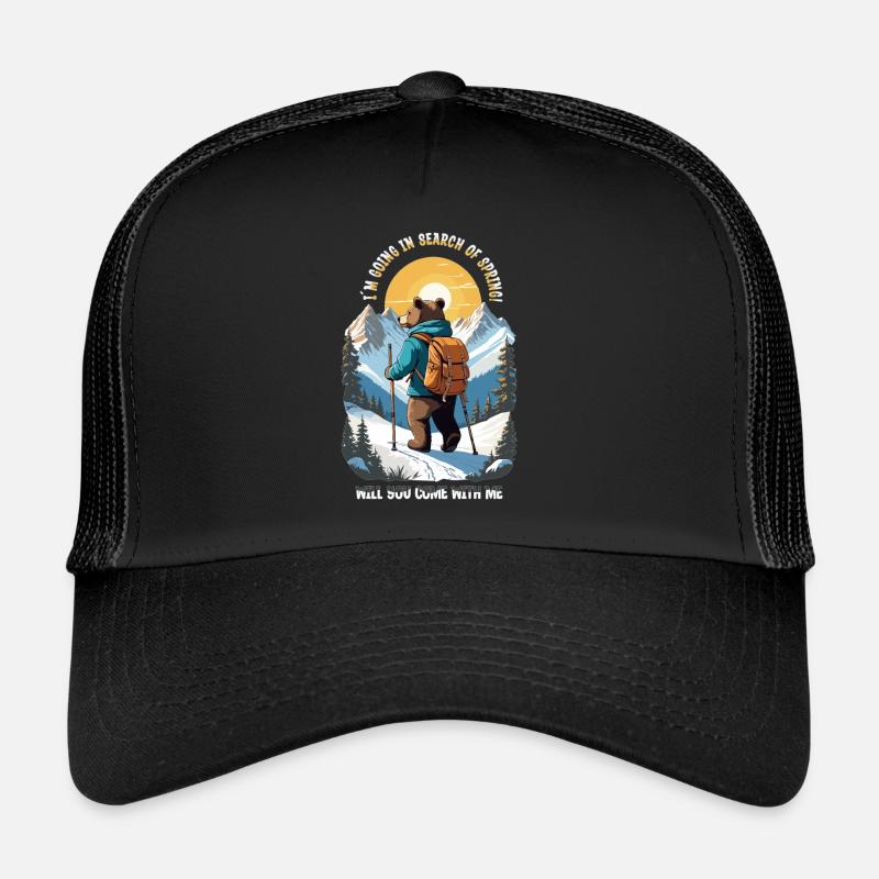 Bear is looking for spring - Trucker Cap - black/black