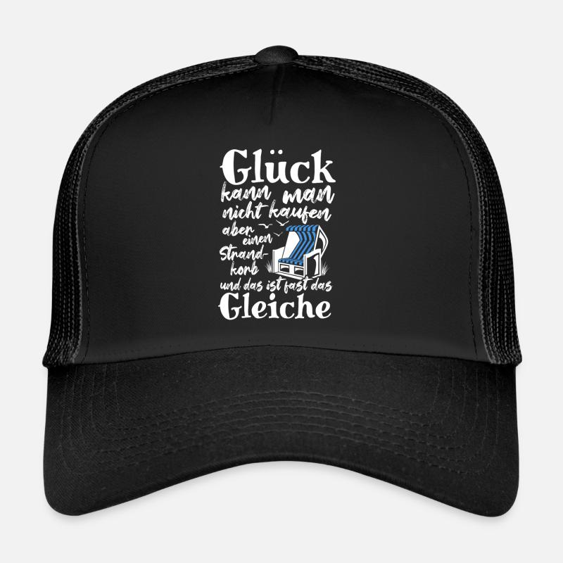 Glück kann man nicht kaufen, aber einen Strandkorb - Trucker Cap - Schwarz/Schwarz