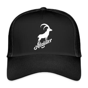 steinbock Print, Steinbock, Allgäuer Berge - Trucker Cap - Schwarz/Schwarz - Vorne