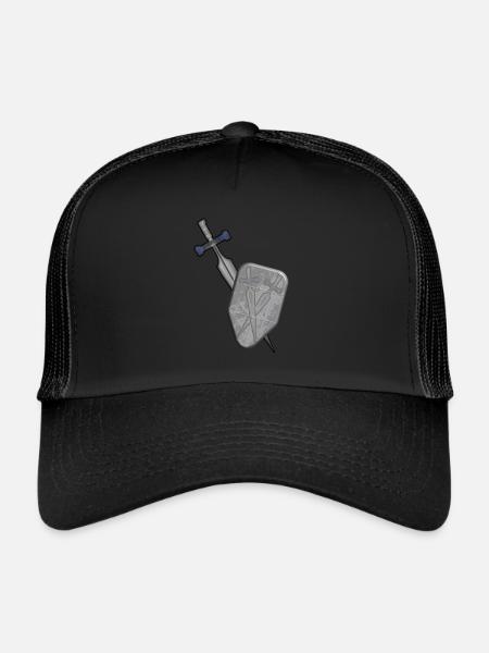 sword and shield - Trucker Cap - black/black - Front