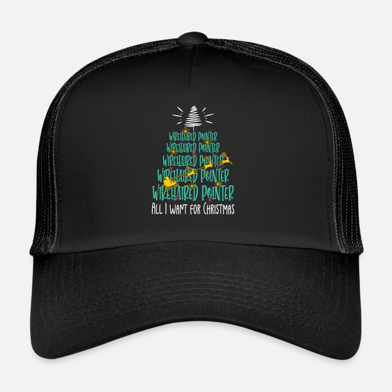 Deutsch Drahthaar Hund Weihnachten Hunderasse - Trucker Cap - Schwarz/Schwarz