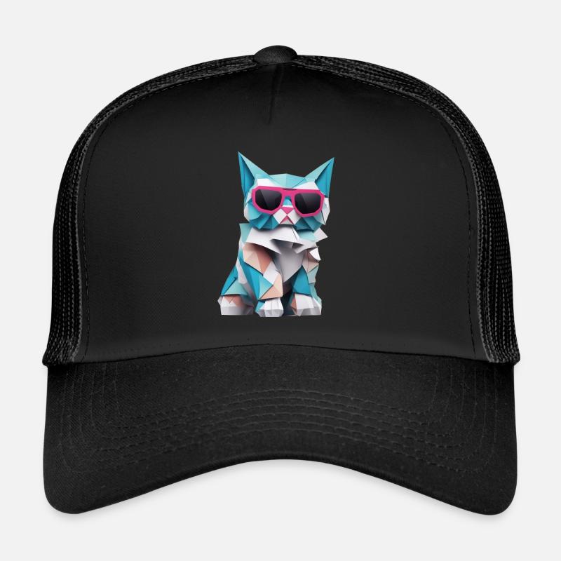 Chat cool en origami style VIII Casquette trucker 