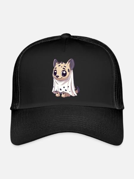 Hyène Halloween Bande dessinée Fantôme - Casquette trucker  - noir/noir - Devant