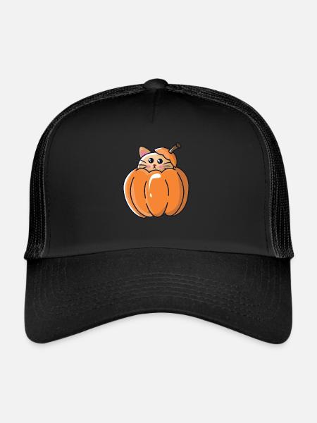 Cat in the pumpkin for Halloween - Trucker Cap - black/black