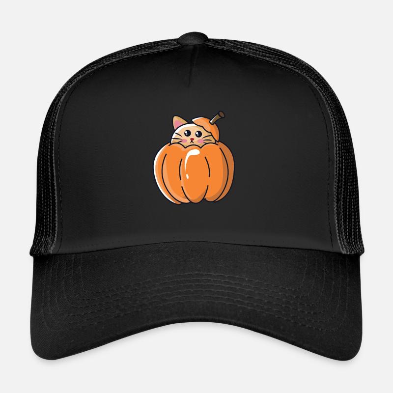 Chat dans la citrouille pour Halloween Casquette trucker 