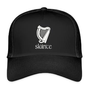 Sláinte Gälisch Irisch Irland Lustiger St. Patricks Tag - Trucker Cap - Schwarz/Schwarz - Vorne