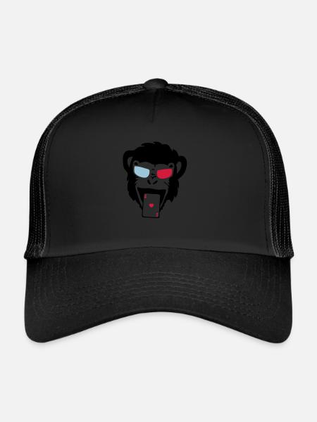 singe gorille poker carte as - Casquette trucker  - noir/noir - Devant