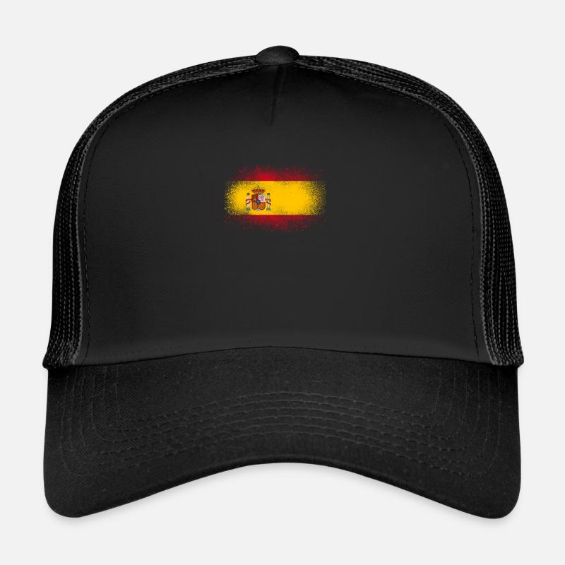 Espagne cadeau drôle de drapeau espagnol grunge - Casquette trucker  - noir/noir