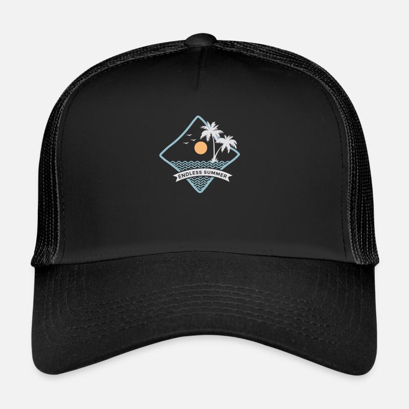 Sommer - ewiger Sommer - Sonne - Palmen - Trucker Cap - Schwarz/Schwarz