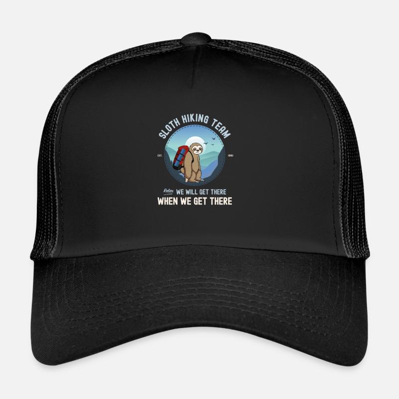 Sloth Hiking Team We Will Get There When We Get - Casquette trucker - noir/noir