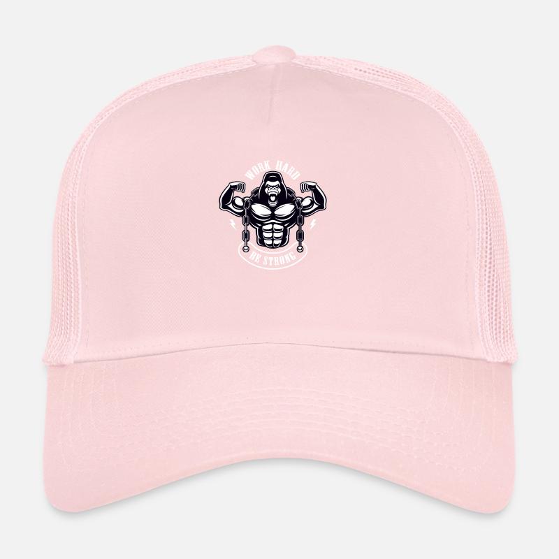 Work Hard be Strong Gorilla Silberrücken Geschenk Trucker Cap
