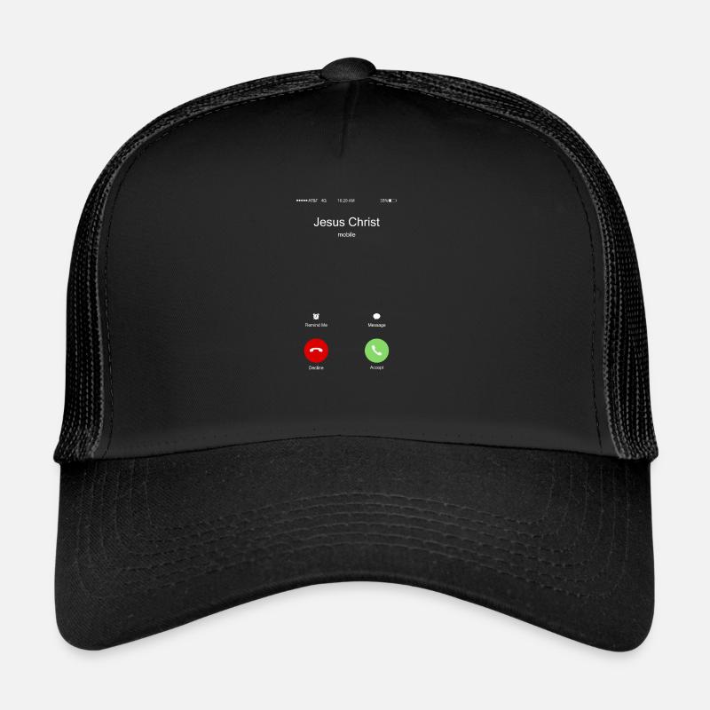 Jesus Christ Calling Kirche Christlich - Trucker Cap - Schwarz/Schwarz