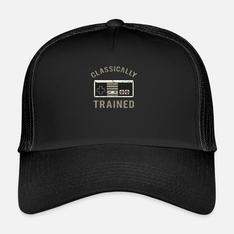 Klassisch ausgebildeter Retrogaming-Videospieler - Trucker Cap - Schwarz/Schwarz
