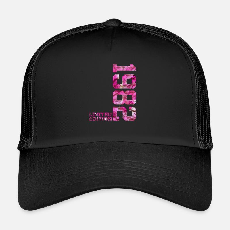 LIMITED EDITION 1982 PINK 44. GEBURTSTAG - Trucker Cap - Schwarz/Schwarz