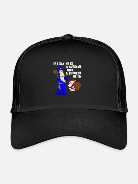 He Is A Burglar Funny Santa Claus Christmas Nerd - Trucker Cap - black/black