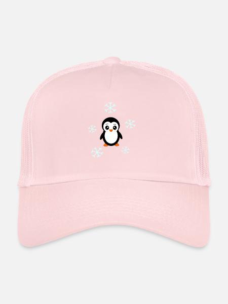 Pinguin im Schnee Schneeflocke Weihnachten - Trucker Cap - Hellrosa - Vorne