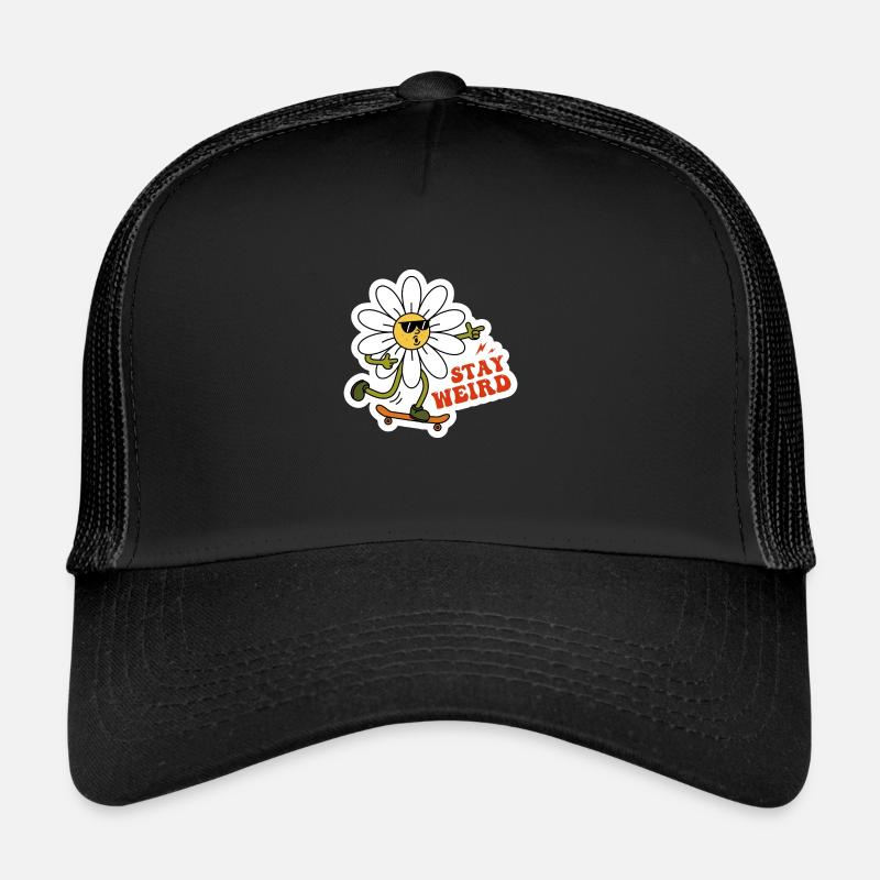 Restez étrange conception de camomille sarcastique - Casquette trucker  - noir/noir