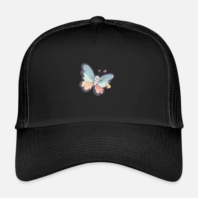 Kleiner Kinder Schmetterling - Trucker Cap - Schwarz/Schwarz
