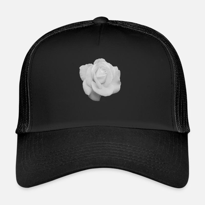 Weiße Rose - Trucker Cap - Schwarz/Schwarz