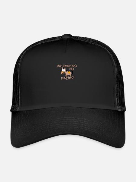 Life is a pony farm saying - Trucker Cap - black/black - Front