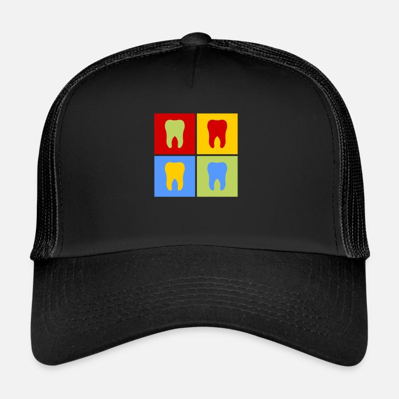 Dents Dents Dentiste Assistant dentaire Art pop - Casquette trucker - noir/noir