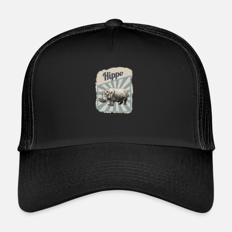 Hippos Nilpferde Flusspferde Hippopotamus Geschenk - Trucker Cap - Schwarz/Schwarz