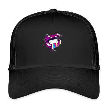 Coffret à bijoux décoré violet rétro des années 80 - Casquette trucker  - noir/noir - Devant