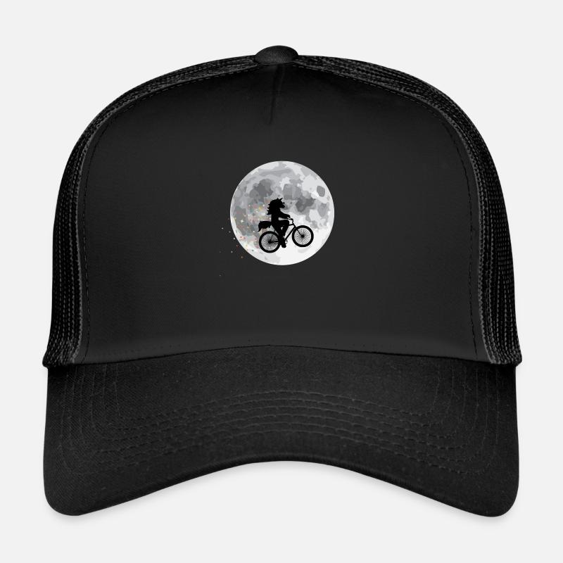 Verrücktes Pferd am Mond - Trucker Cap - Schwarz/Schwarz