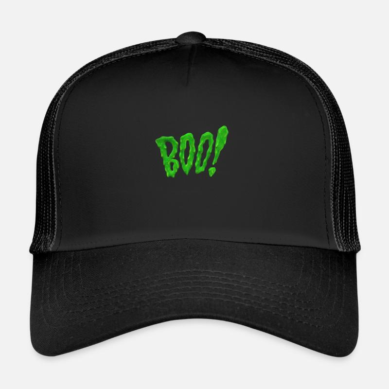 Boo slime green creepy halloween ghost ghost h - Trucker Cap - black/black