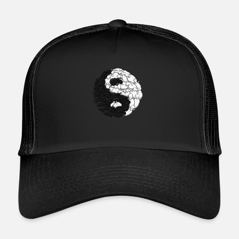 yin yang sheep - Trucker Cap - black/black
