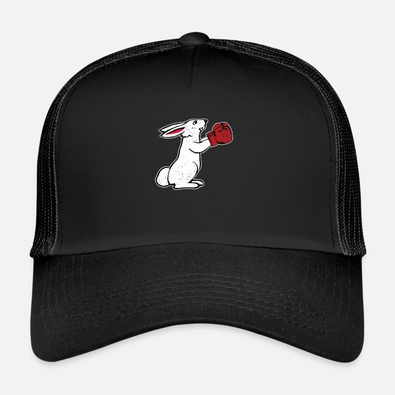 Boxender Hase Vintage Boxhandschuhe Geschenk Boxen - Trucker Cap - Schwarz/Schwarz