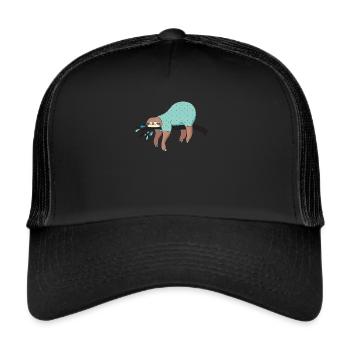 Sloth Lazy Relax Sleeping Animal Break Gift - Trucker Cap - black/black - Front