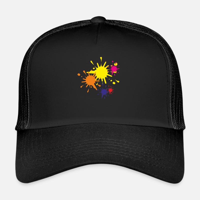 Klecks Farbklecks Maler Künstler Geschenkidee - Trucker Cap - Schwarz/Schwarz