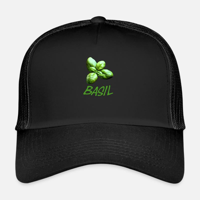 Basilic avec lettrage - Casquette trucker - noir/noir