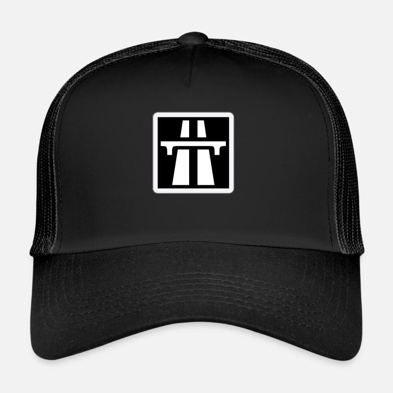 Autobahn-Symbol - Trucker Cap - Schwarz/Schwarz