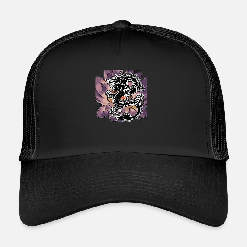 Dragon créatures fabuleuses avec lotus fleurs japonais Casquette trucker 