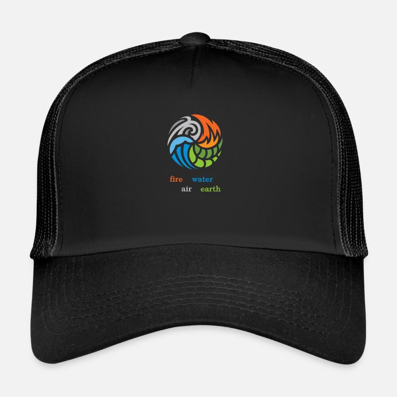 The 4 elements. Fire, water, air and earth Trucker Cap