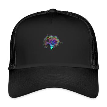 Goa Baum Neon psy psychedelisch Techno Party - Trucker Cap - Schwarz/Schwarz - Vorne