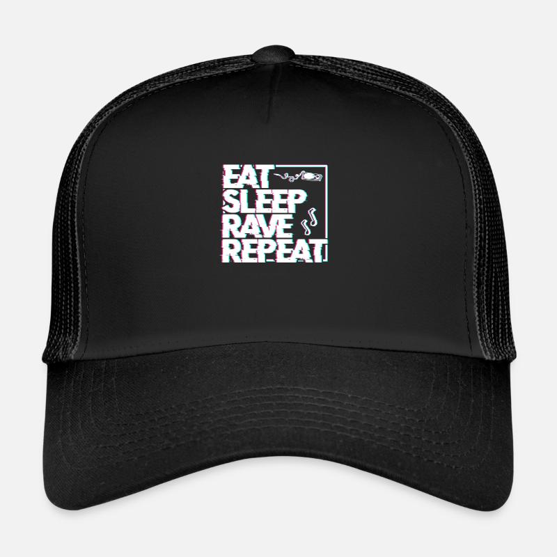 Eat sleep rave repeat - Trucker Cap - black/black