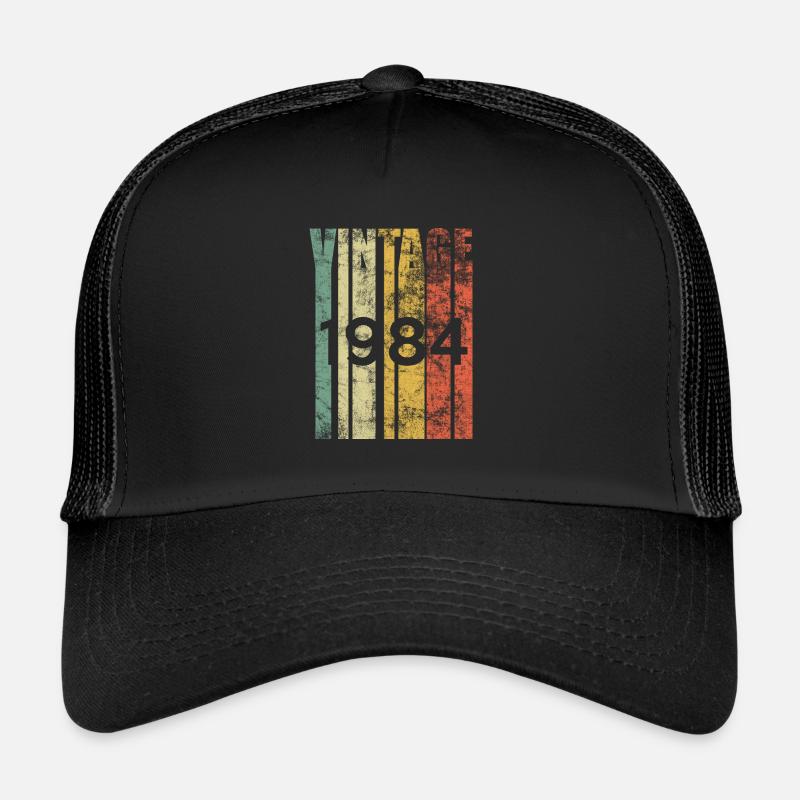 Vintage 1984 Retro Geburtsjahr Geburtstagsgeschenkidee - Trucker Cap - Schwarz/Schwarz