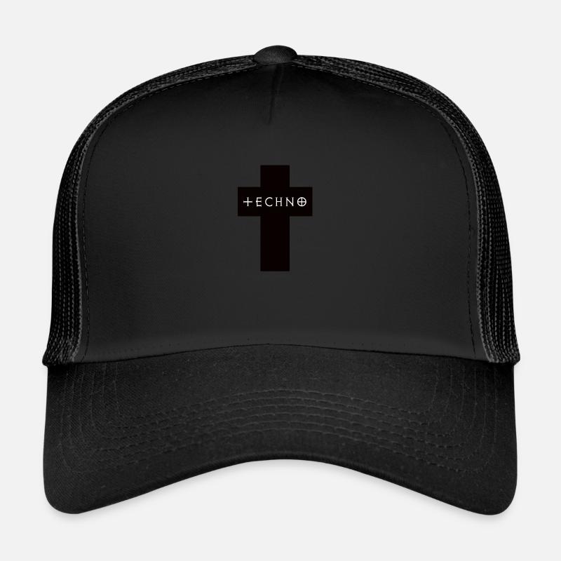 Techno Kreuz Religion - Trucker Cap - Schwarz/Schwarz