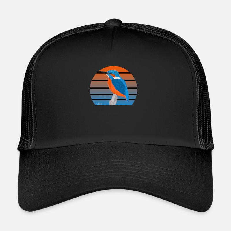 jz.birds Eisvogel Vogel Design - Trucker Cap - Schwarz/Schwarz